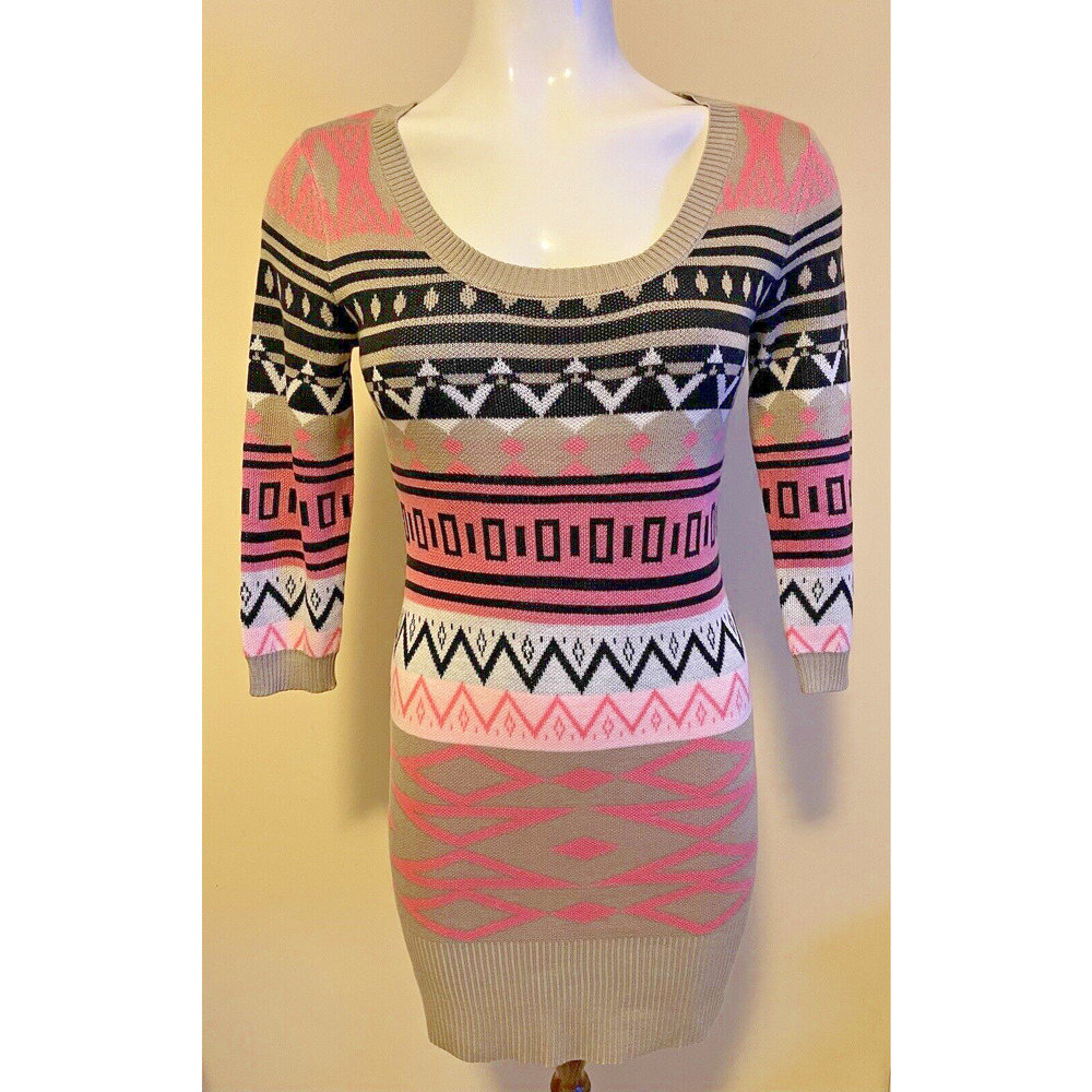 Tribal Egyptian European T/o Size Small Sweater Dress Geometric Aztec Office